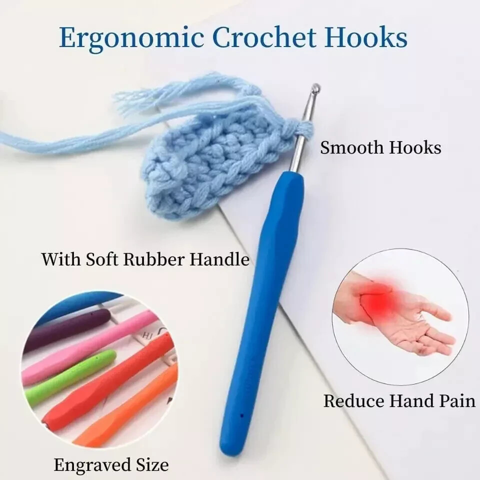 Crochet Hooks Set Clover Amour Steel Pastel 14 Pcs Ergonomic Easy Grip Bright