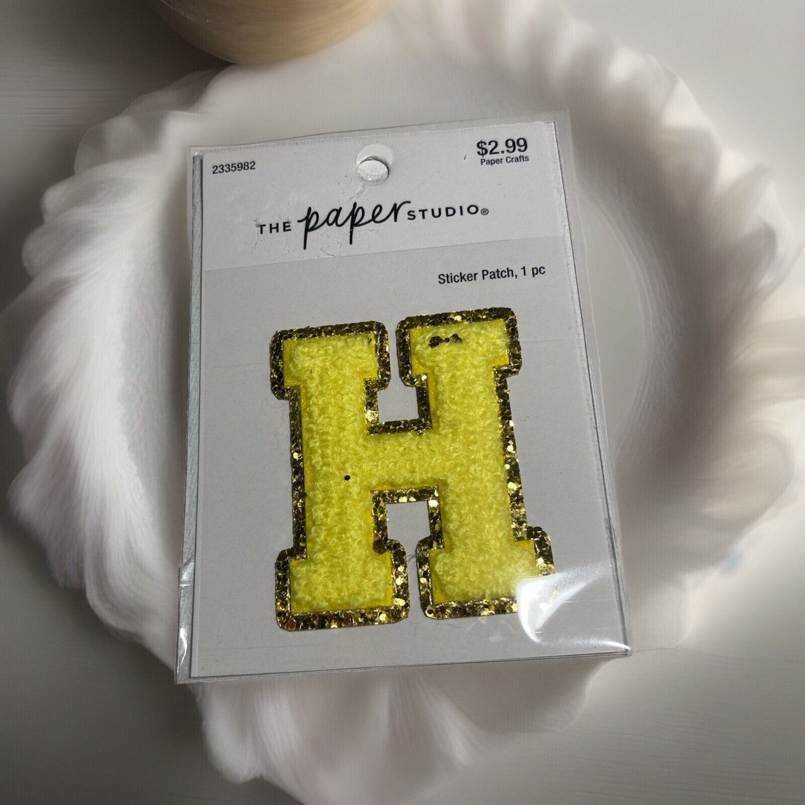 the Paper Studio Letter Chenille Patch Sticker 2.32”, Letter H