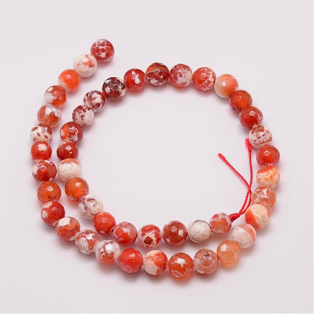 Natural Fire Agate Bead Strands 8mm-diameter;hole-1mm;strand-15.3″ about 48pcs