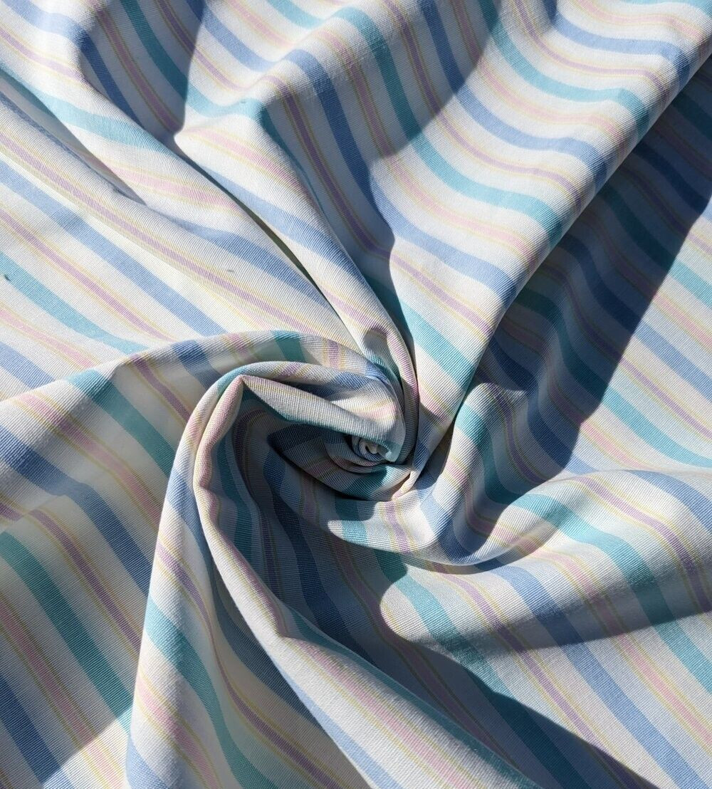 Pastel Stripes (Bue, Pink, Purple, Yellow) Vintage Cotton Fabric – 1 Yard