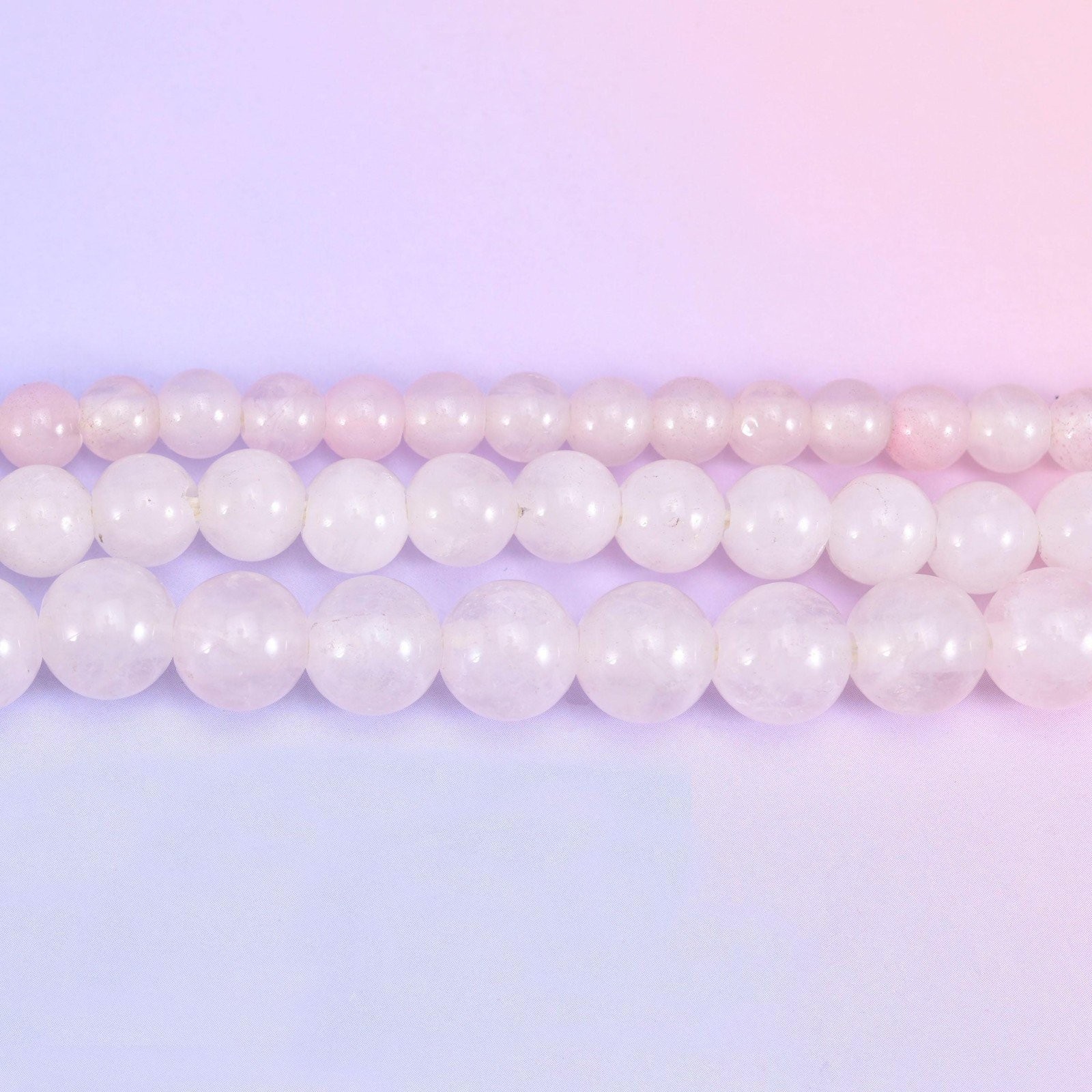 2mm Hole Rose Quartz Smooth Round Beads 6mm 8mm 10mm 8 Inch Strand