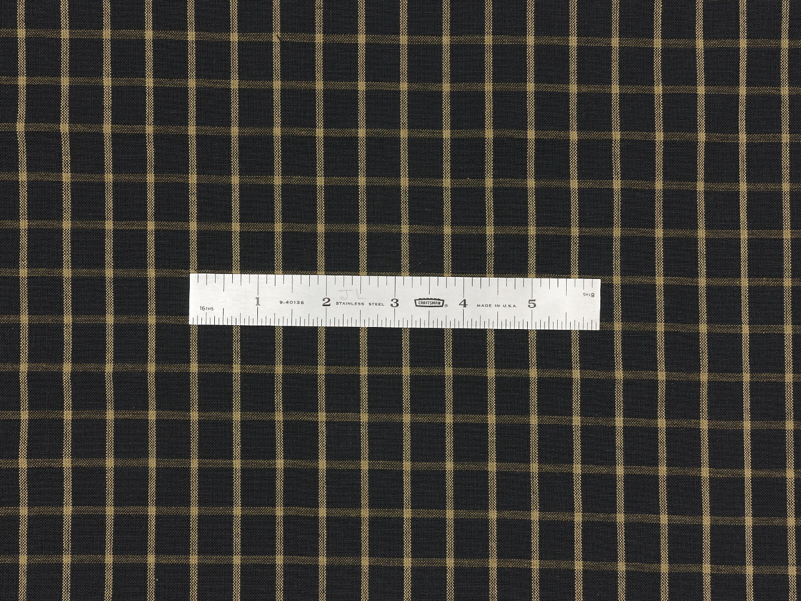 BLACK AND TEA DYE Window Pane Plaid Woven Cotton Sewing Quilt Homespun Fabric