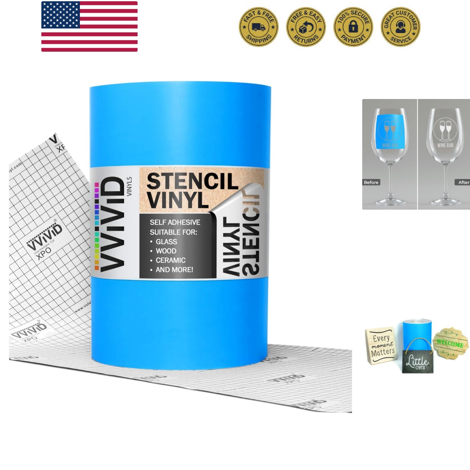 Blue Stencil Vinyl Masking Film with Anti-Bleed Technology 12in x 5ft