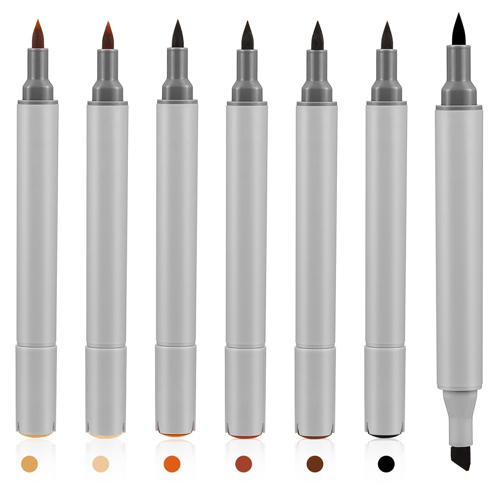 6 Pack Dual Tip Leather Dye Marker Pens for Furniture Shoe Repair Kit