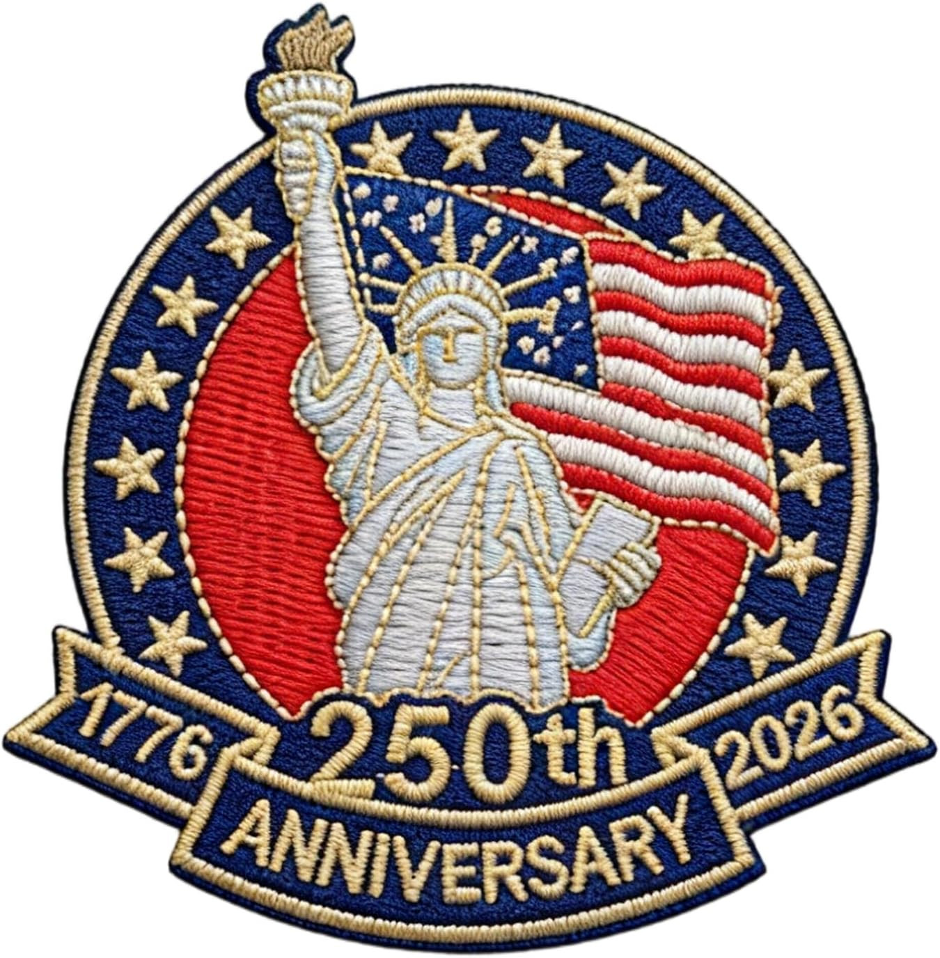 250Th Anniversary USA Patch Iron on Celebration Patriotic 1776-2026 Embroidered