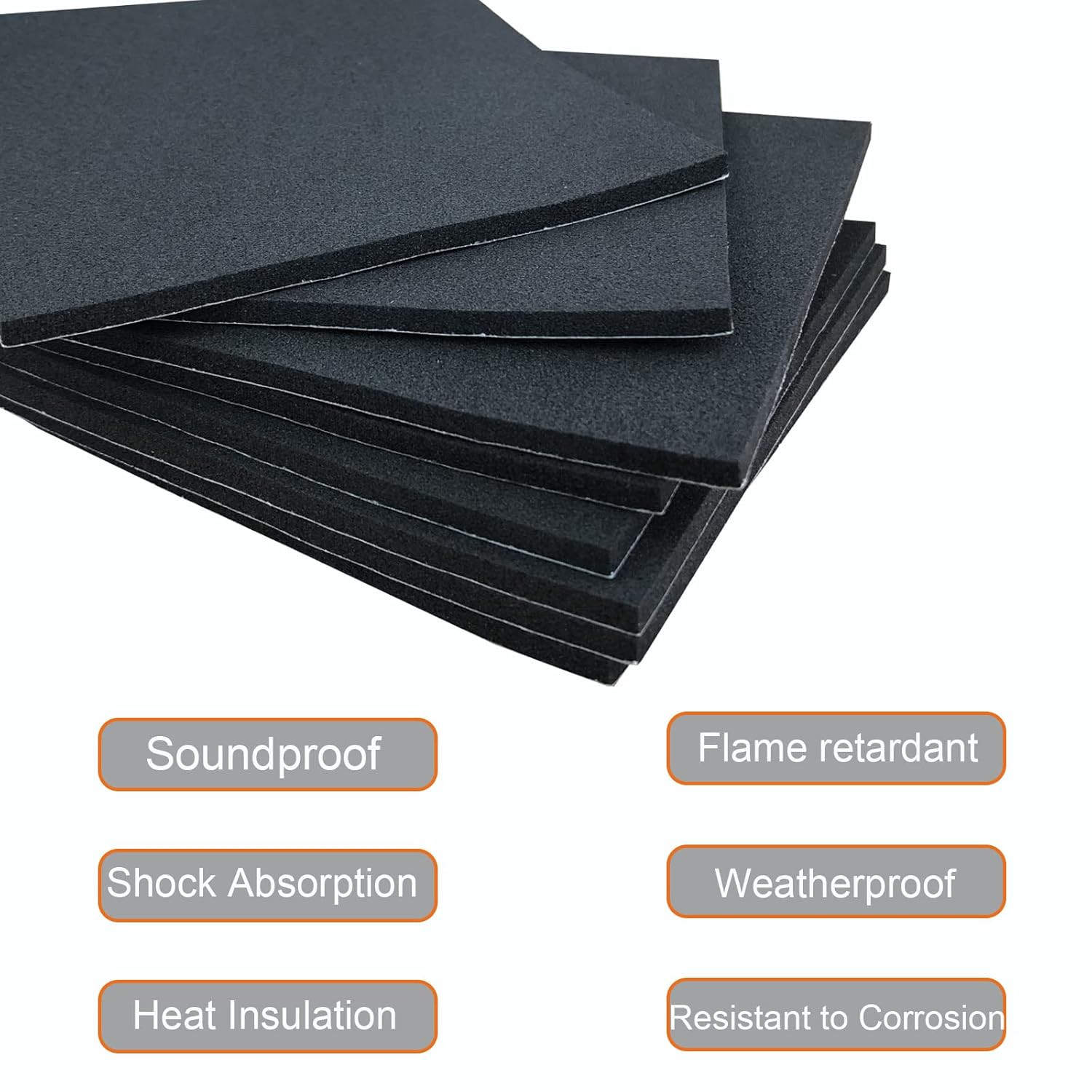 8 Pcs Black Adhesive Foam Padding, Closed Cell Foam Sheet 1/8″ Thick 6 Inch X 6