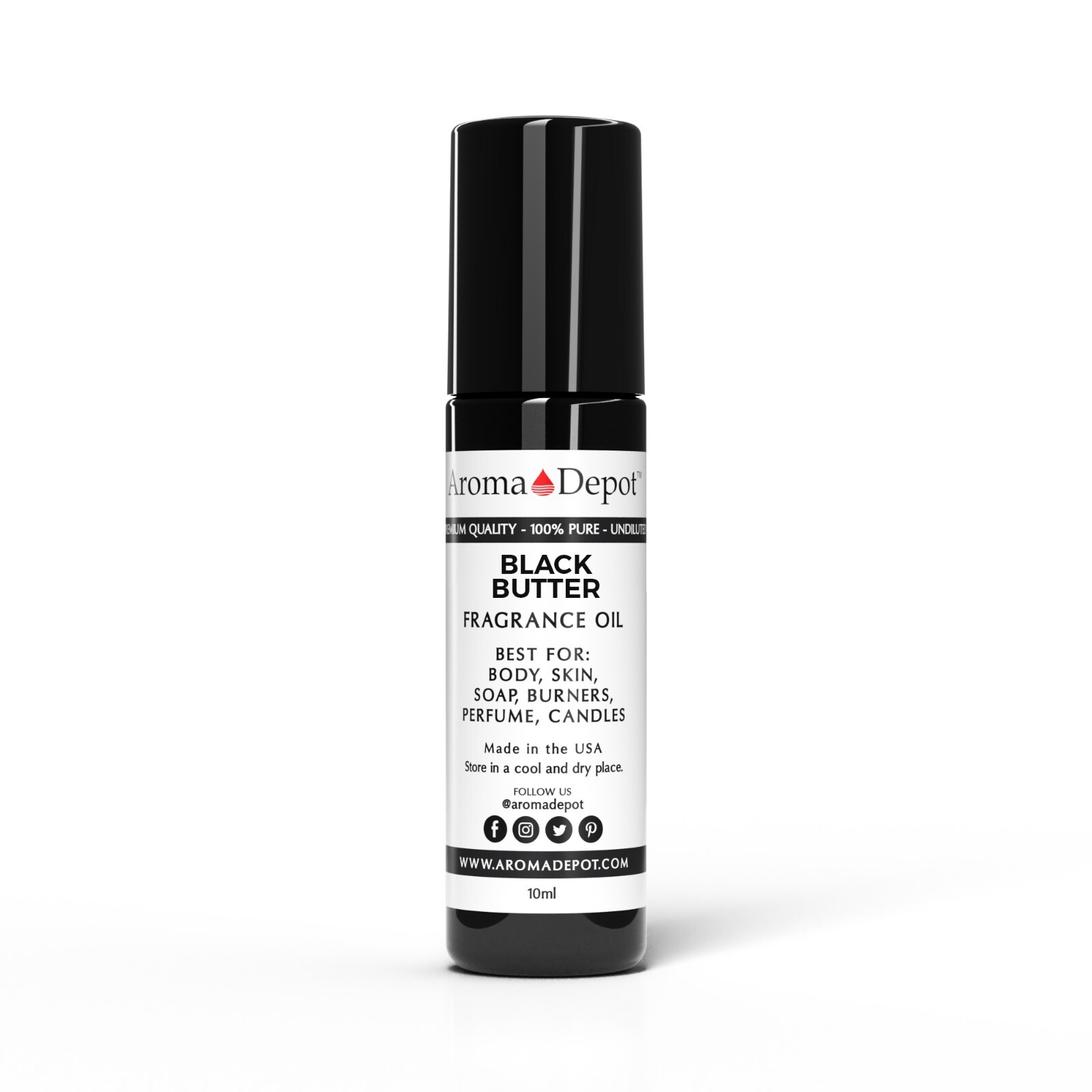 Black Butter 10 ml. Perfume Roll On Bottle Body Oil, 1/3oz Scented Fragrance Oil