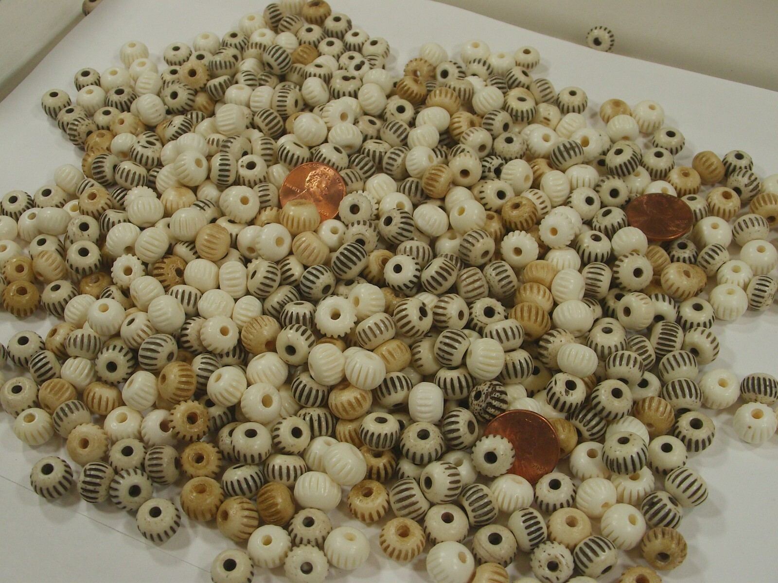 2 Pounds (8mm x 10mm) Rondelle India Handmade Water Buffalo Bone Beads (QPR-58)⭐
