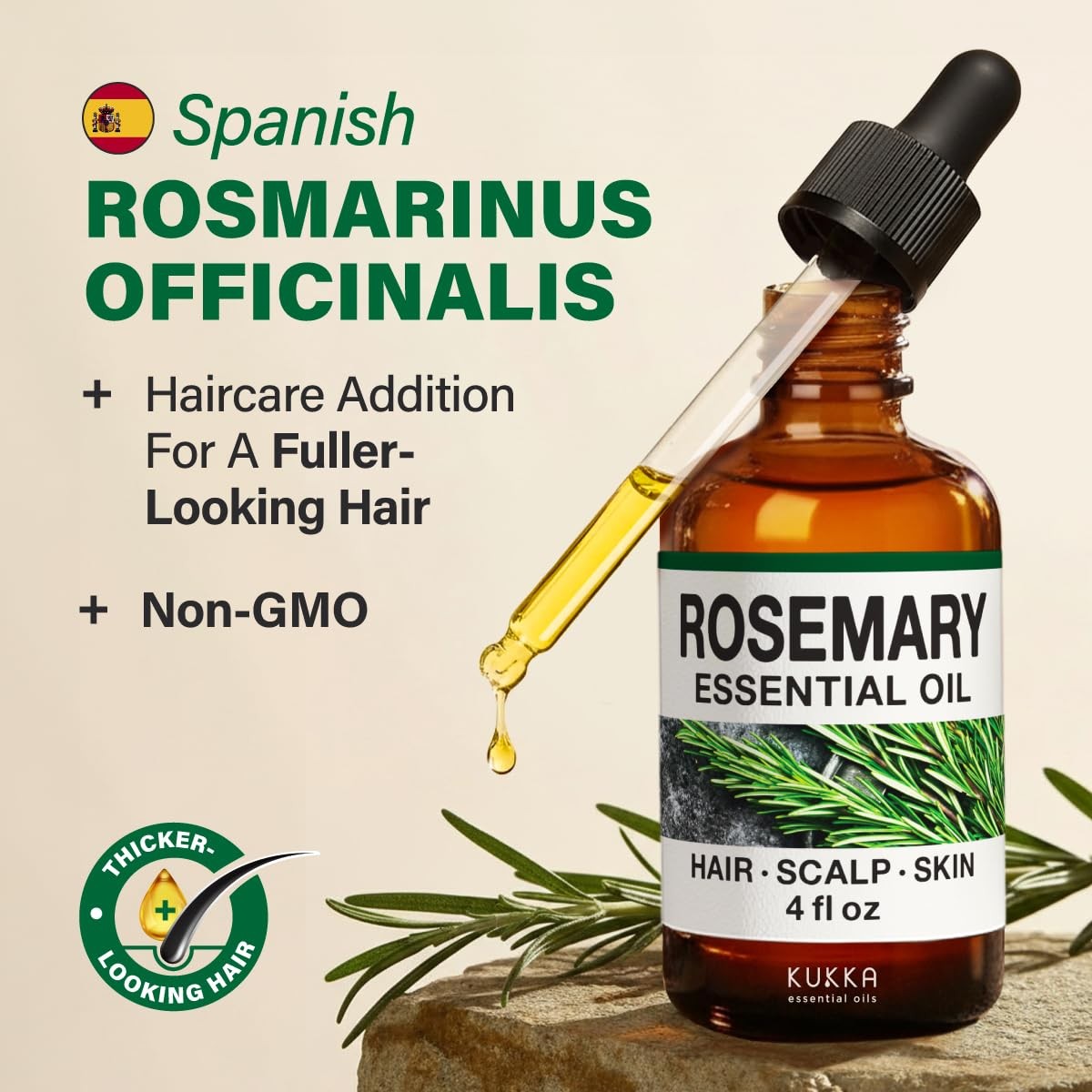 KUKKA Rosemary Essential Oils – 4 Fl Oz – for Hair, Skin, Diffuser, Aromather…