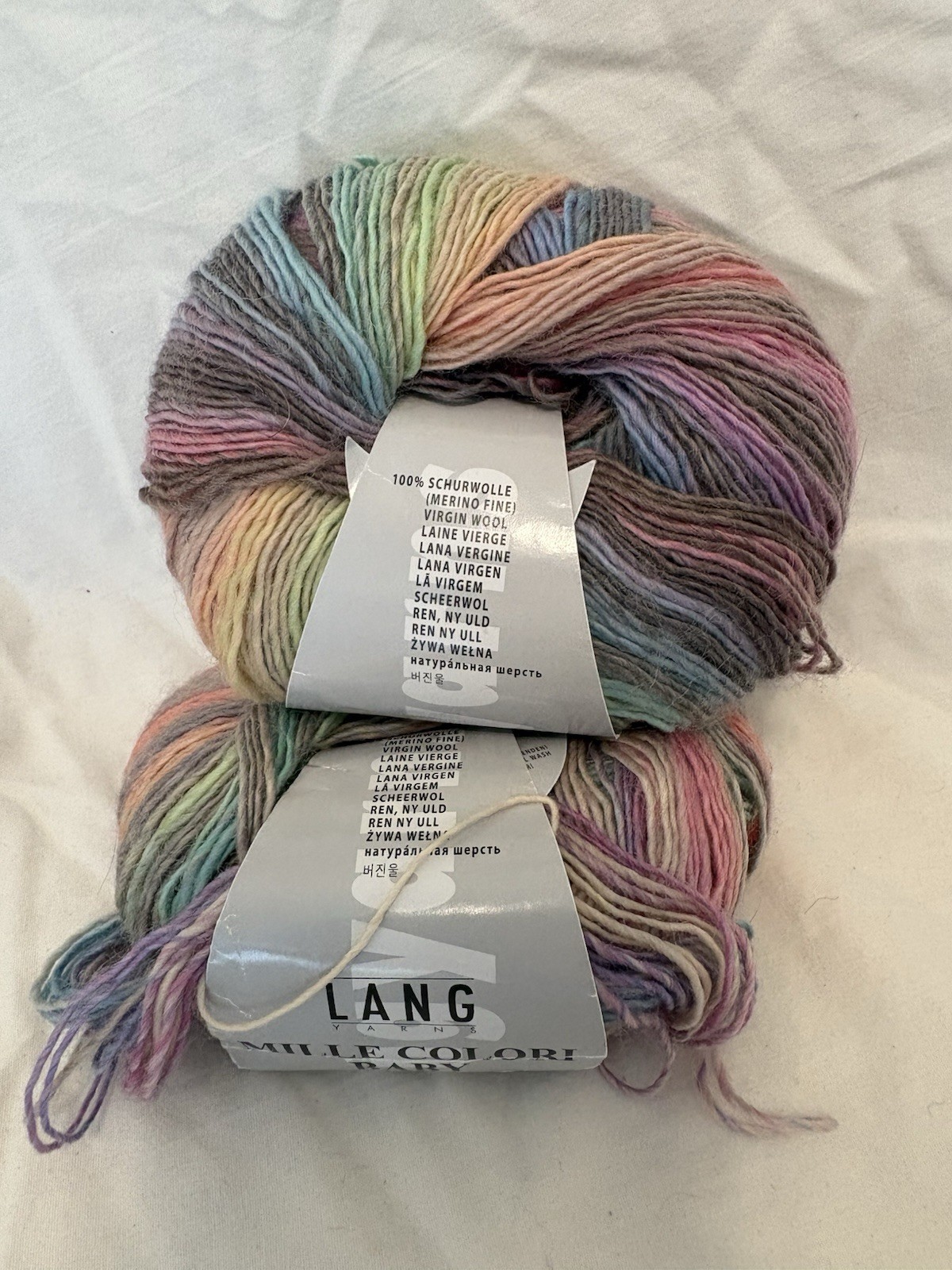 Lang Mille Colori Baby Superwash Merino Super Fine Sock Yarn Multicolor Lot 2
