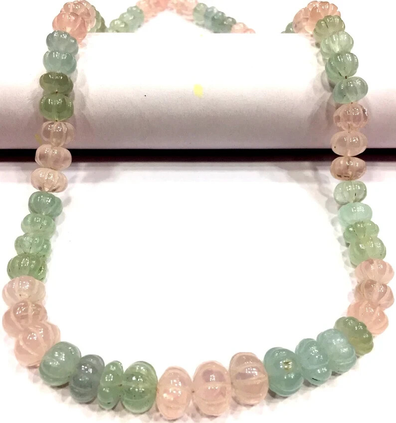 Extremely Beautiful~Natural Multi Aquamarine Melon Beads Rondelle Carved Beads.