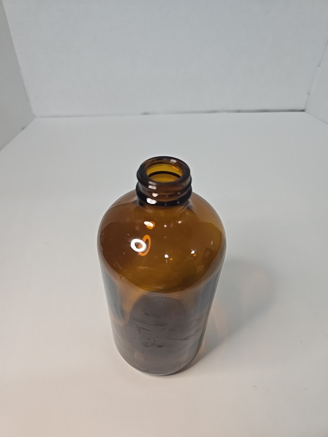 16oz Amber Glass Bottle – 28/400 Neck – No Cap – Replacement Boston Round