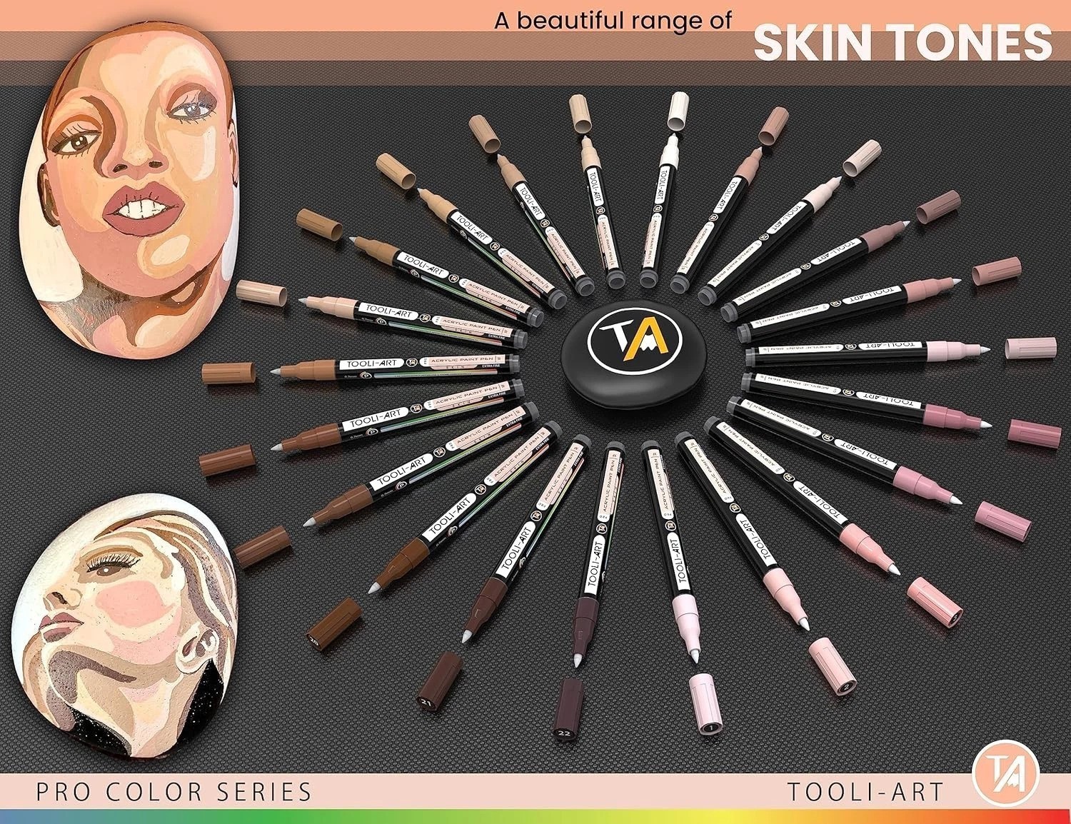 Detailed Artwork with 22 Skin Tone Acrylic Markers – Non-Toxic & Water-Based