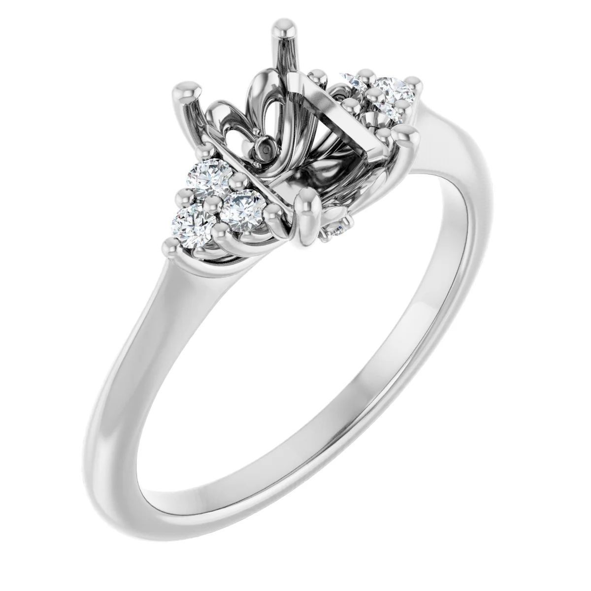 Cushion 8x6mm Semi Mount Ring Setting 925 Sterling Silver Side Stone Topaz