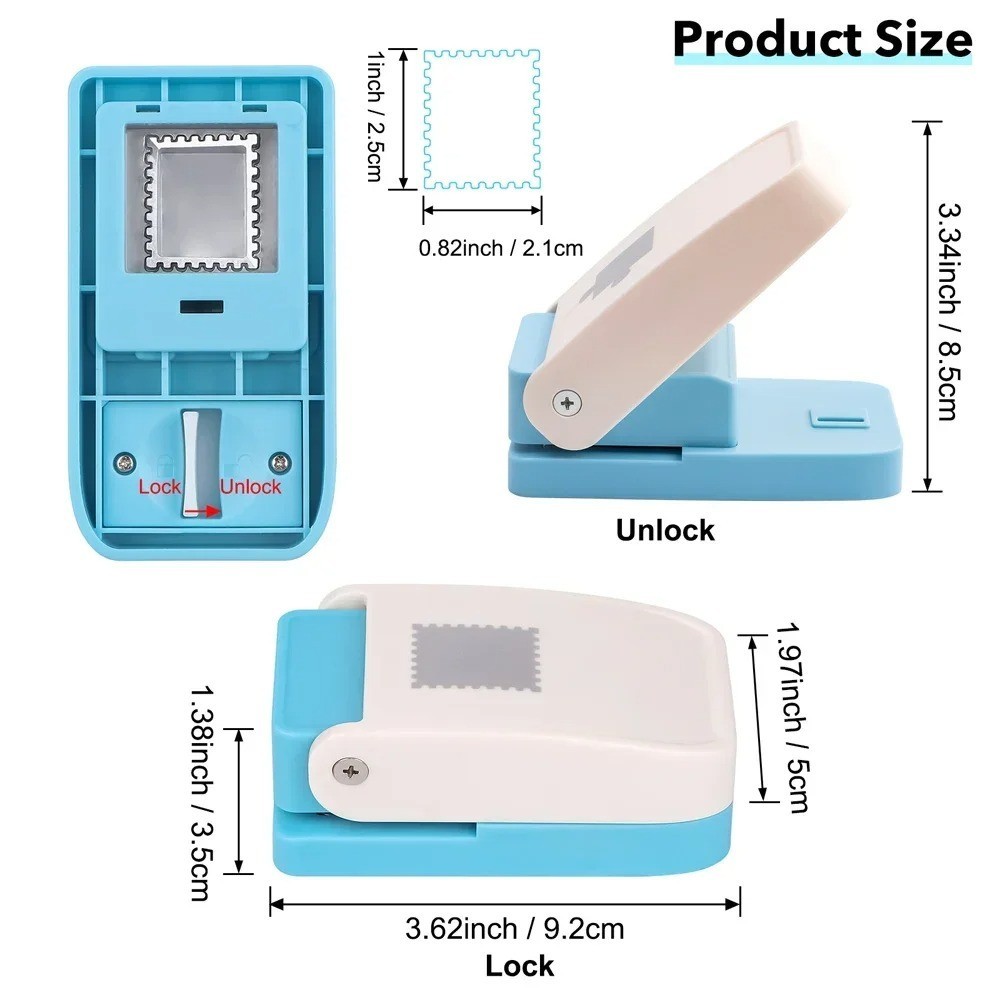 Postage Stamp Craft Punch Lever Action Paper Scrapbooking Cutter Tool