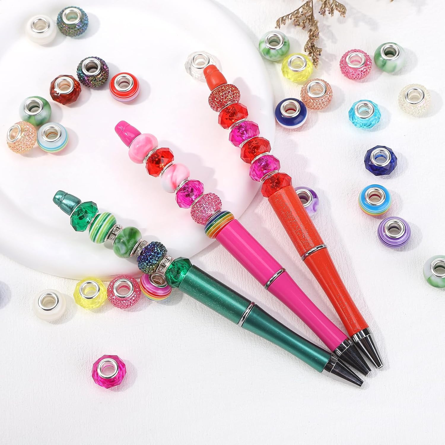 375PCS Large Hole Beads/100PCS Spacer Bead for Jewelry Making Bulk European Craf