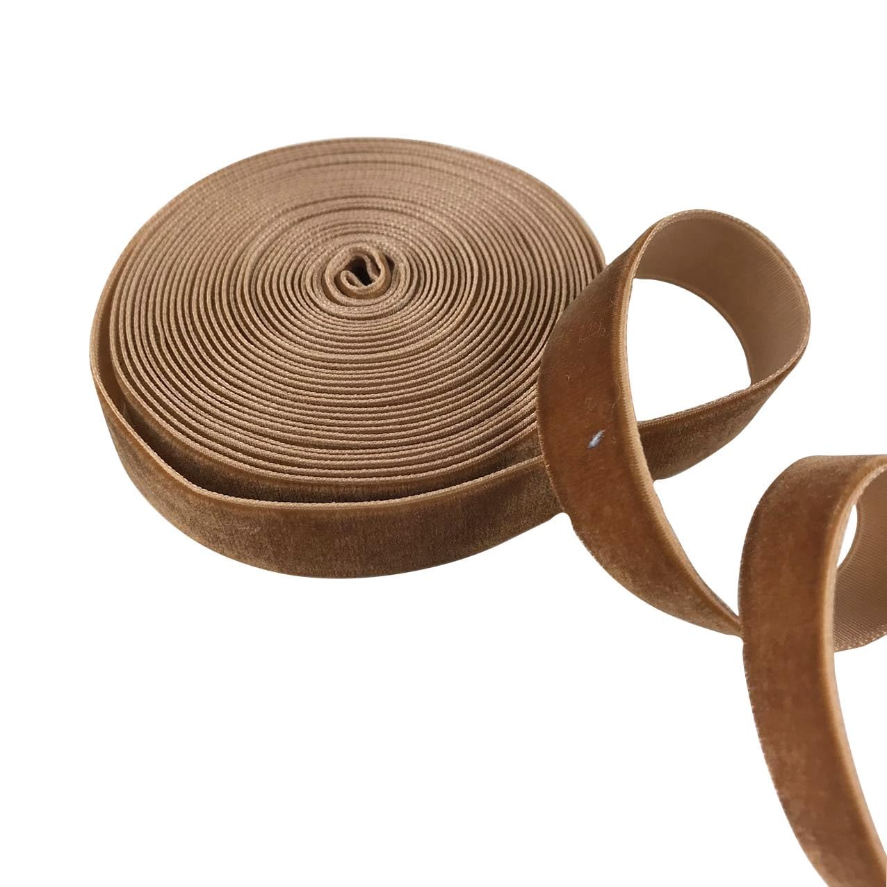 MMvolesy 5 Yards None-Elastic Nylon Single face Velvet Ribbon 16mm (5/8 Brown