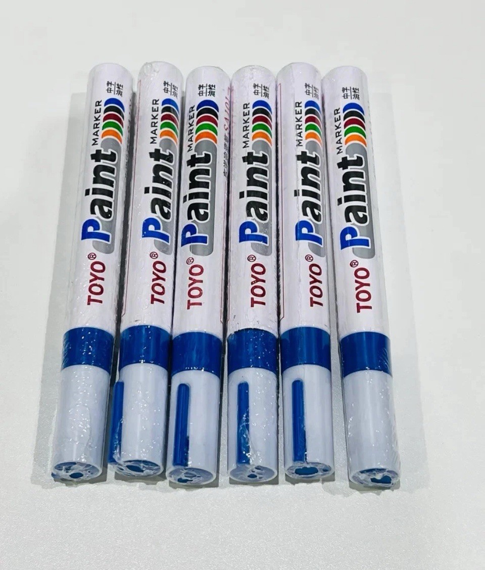 6-PACK BLUE Tire Lettering Paint Marker Pen,Waterproof Permanent Automotive