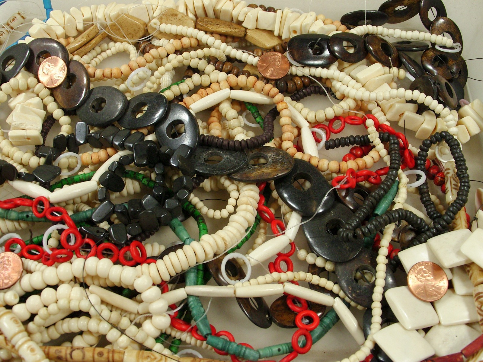 2 Pounds Assorted Shapes and Sizes India Water Buffalo Bone Beads Bulk (KRD-3) ⭐