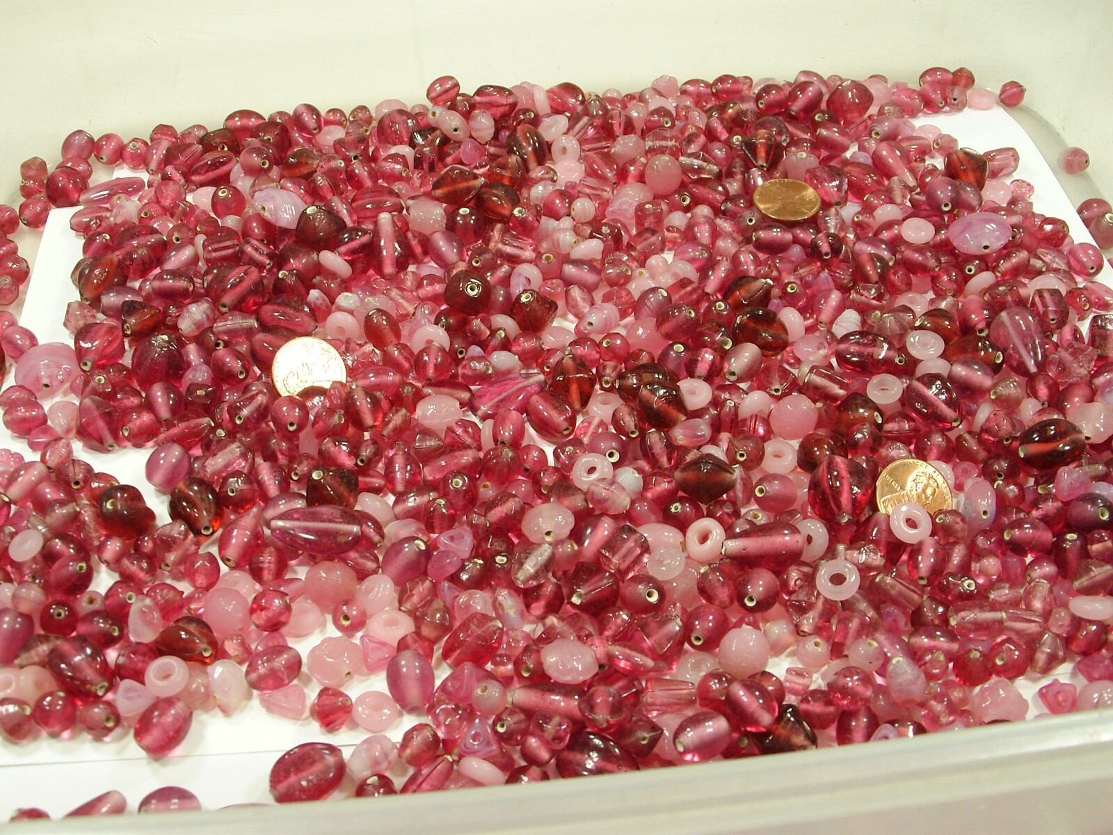 2 Pounds Assorted Shapes and Sizes India Handmade Pink Glass Beads Bulk (GV-3B)