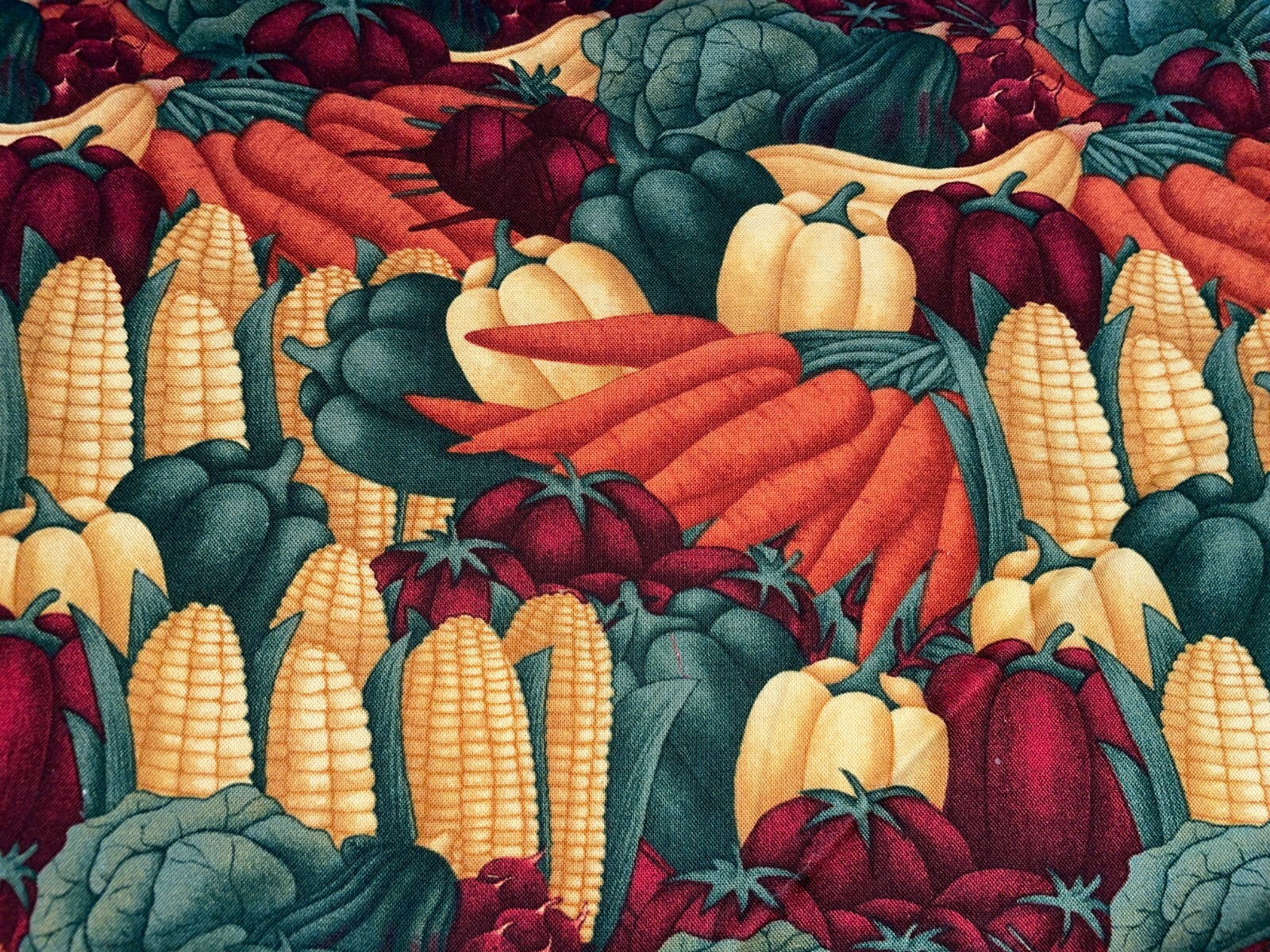 By 1/2 Yd Debbie Mumm for SSI Vegetables Garden Corn Carrots Beets Fabric BTHY