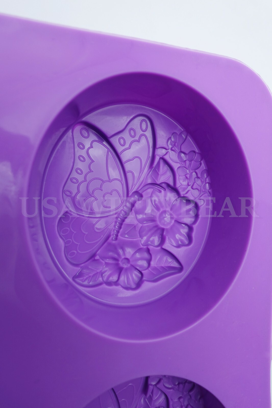 DIY 4-Cavity Butterfly Flower Oval Silicone Handmade Soap Candle Mold US Seller