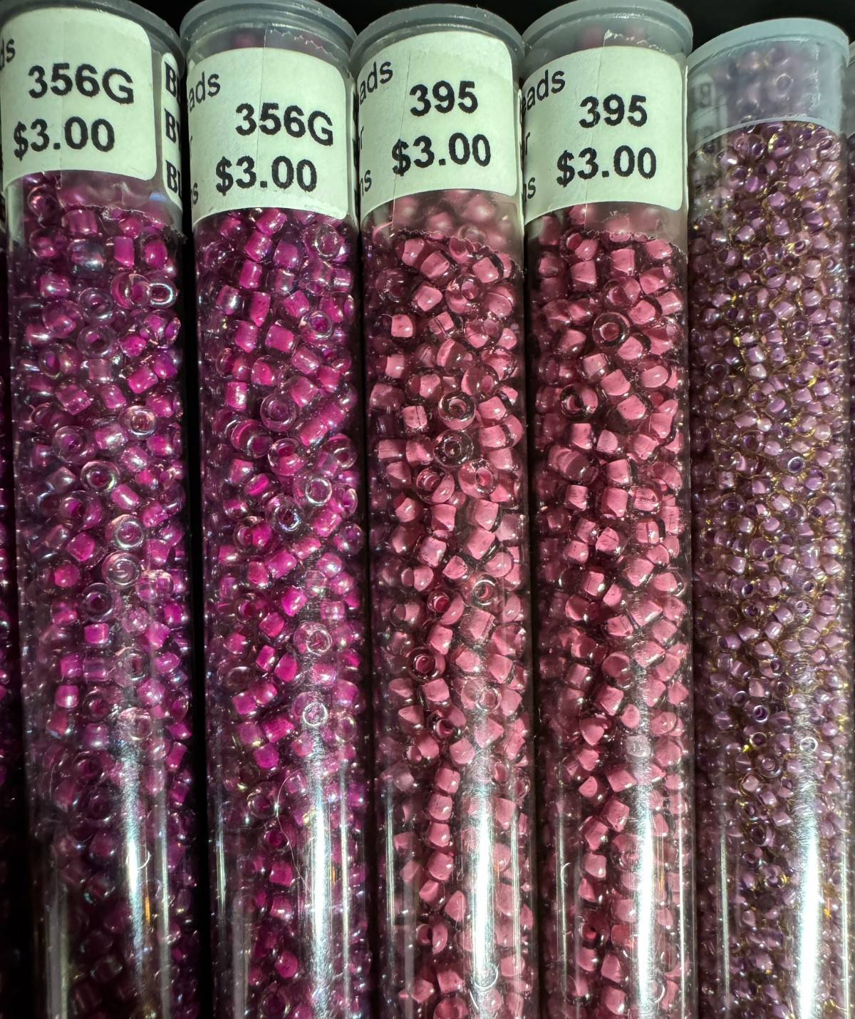 Glass Seed Bead Lot 30 Tubes – Purple, Pink, Magenta & Red – Different Sizes NOS