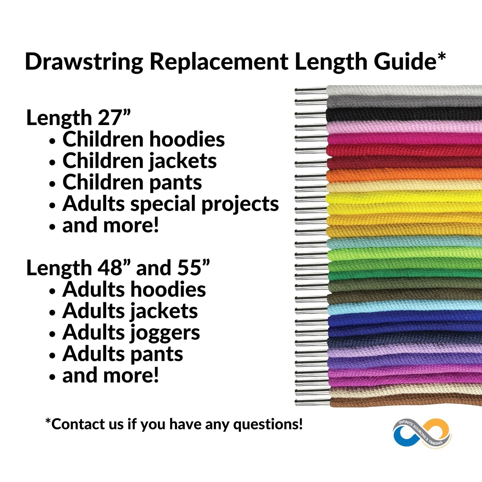 Hoodie Drawstring Cord Replacement, Premium 100% cotton 1/4″round metal ends
