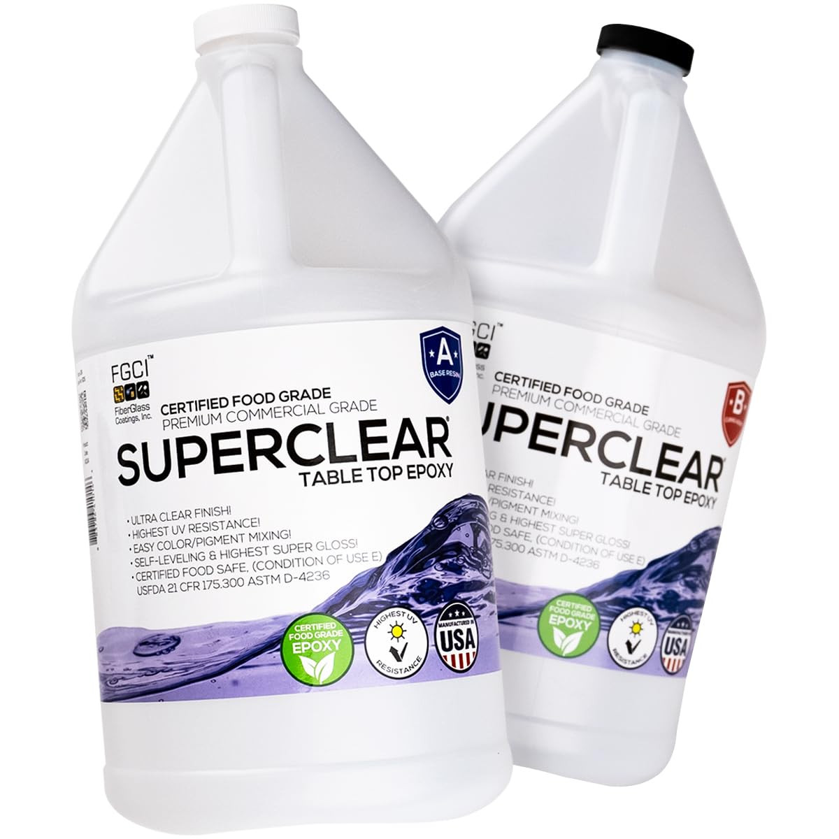 Table Top Epoxy Resin 2 Gallon Kit, Crystal Clear 1:1 Coating | Self-Leveling Co