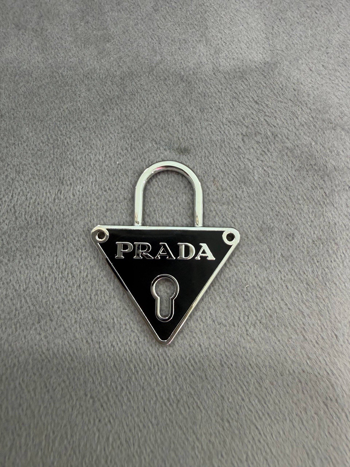 Prada Triangle Logo Replacement for Bags/Jewelry Black Charm / 1 pcs