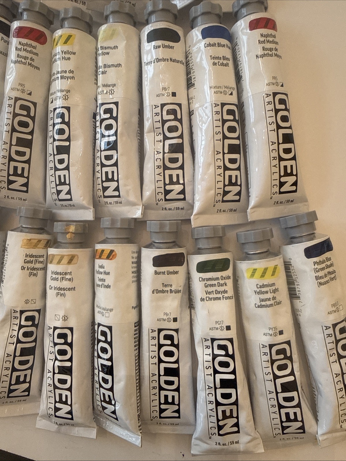 LOT OF 50 GOLDEN Acrylic Artist Colors Paints 2fl oz Tubes *NEW *FREE SHIPPING!