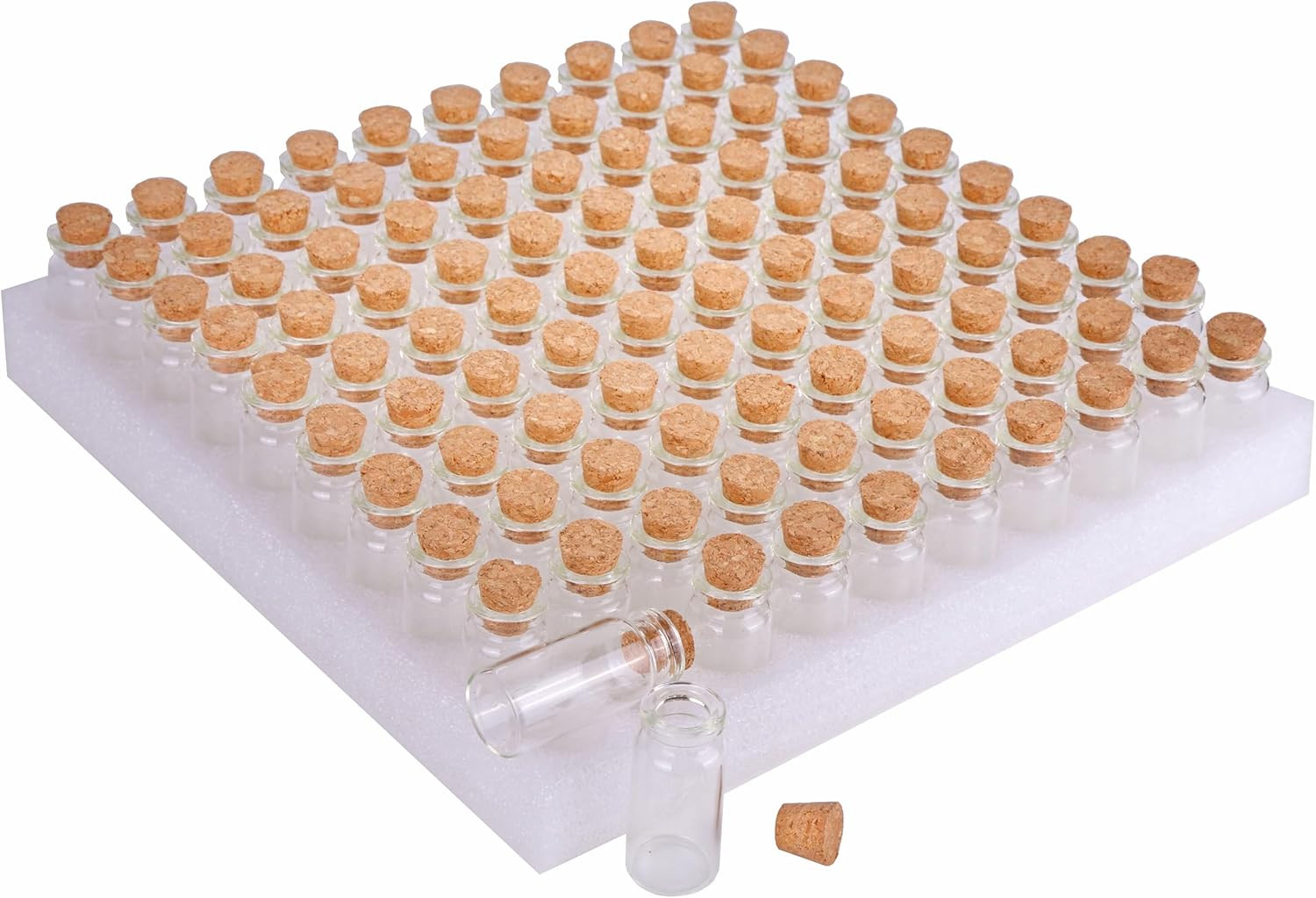 10Ml Small Glass Bottles with Cork Stoppers,Pack of 100 Vials Tiny Jars