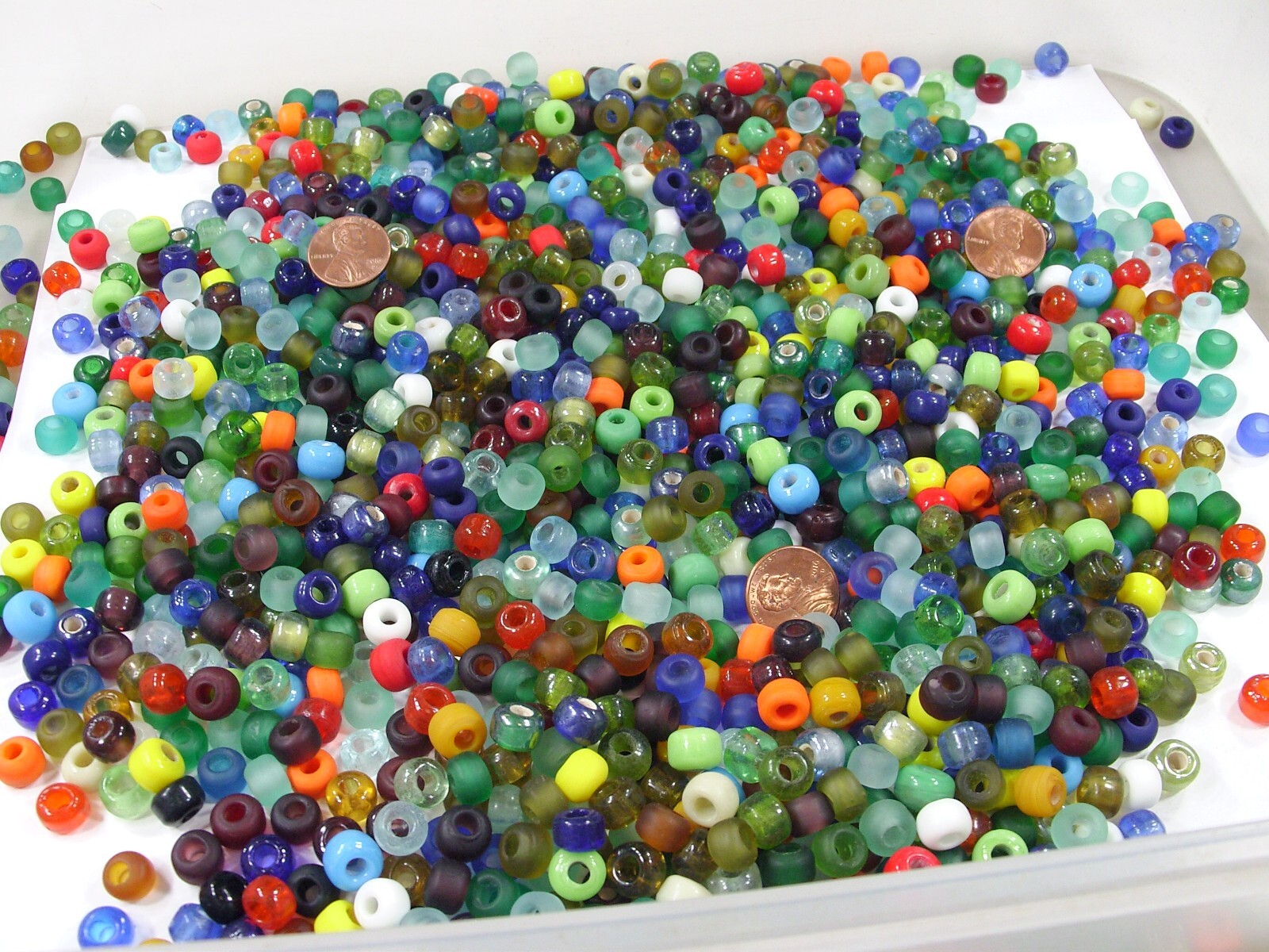 2 Pounds Assorted Color (6mm x 9mm) India Handmade Glass Pony Beads (BNT-97)⭐