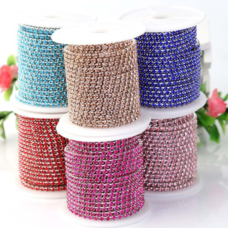 10 Yard Crystal Clear Glass Rhinestone Close Ribbon Chain Trim Sewing Craft DIY
