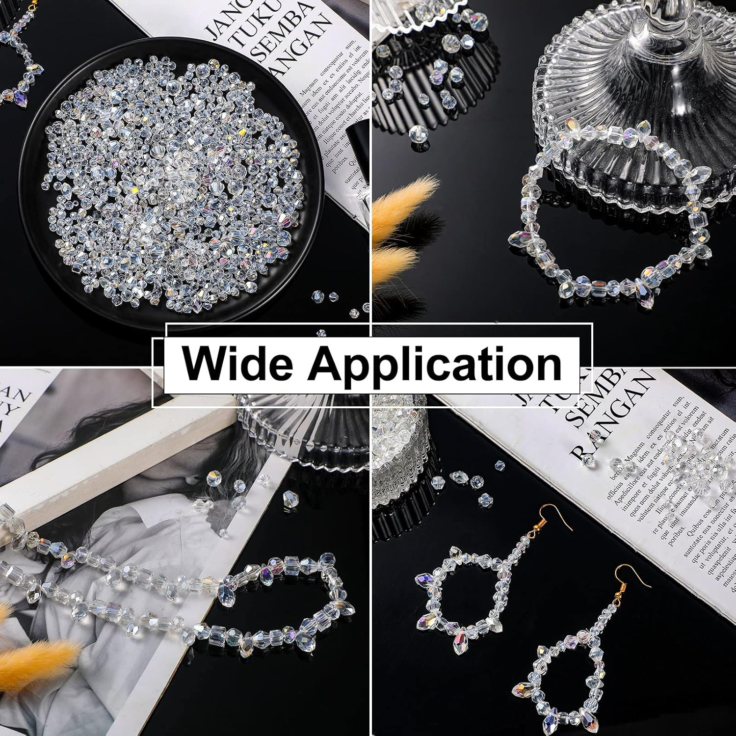 1280 Pcs Glass Beads Bulk Assorted Crystal Beads for Jewelry Making Faceted Tear