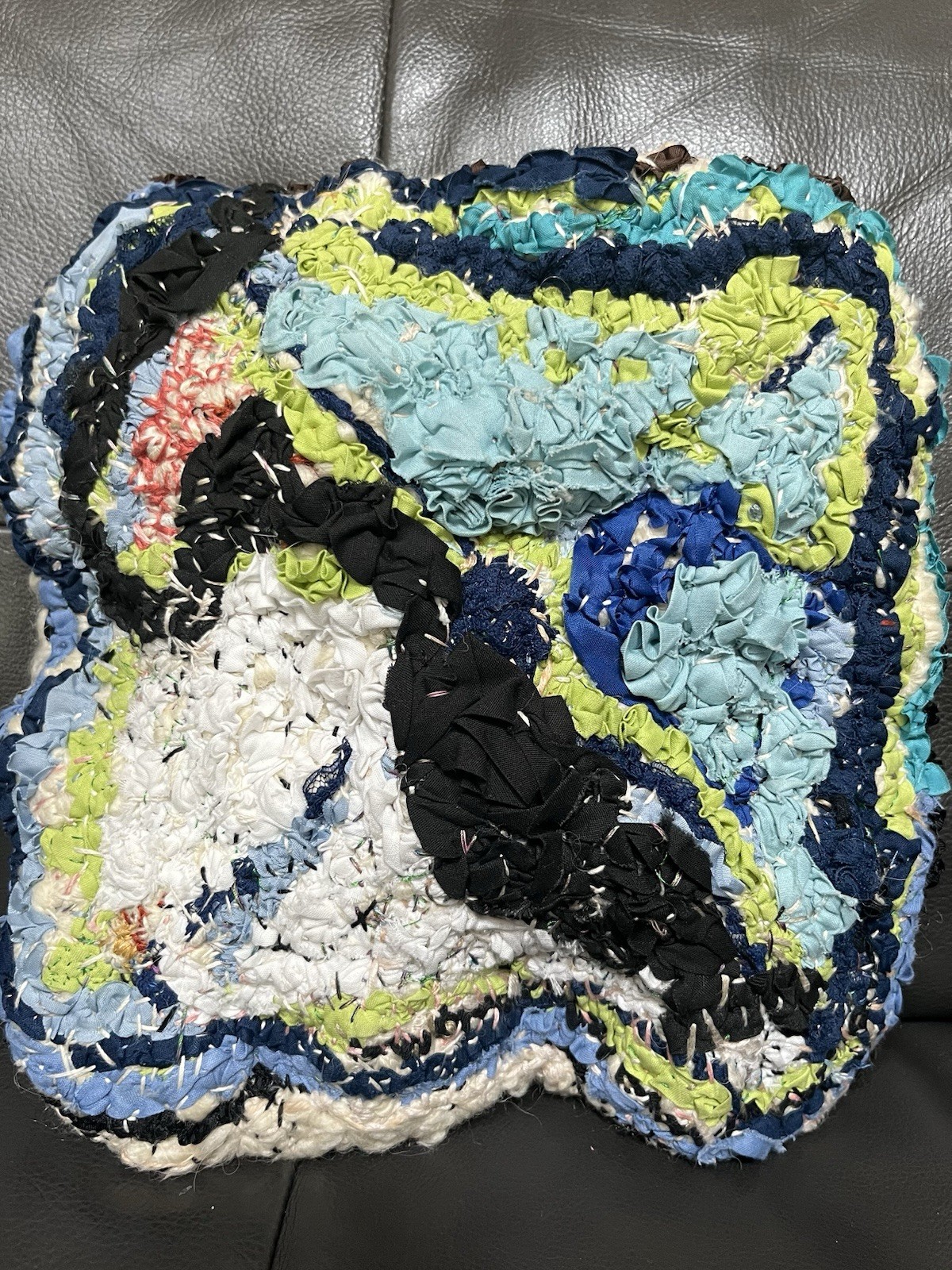 Handmade Textile Fiber Art Wall Hanging OOAK Mixed Media 10×10 Abstract Decor