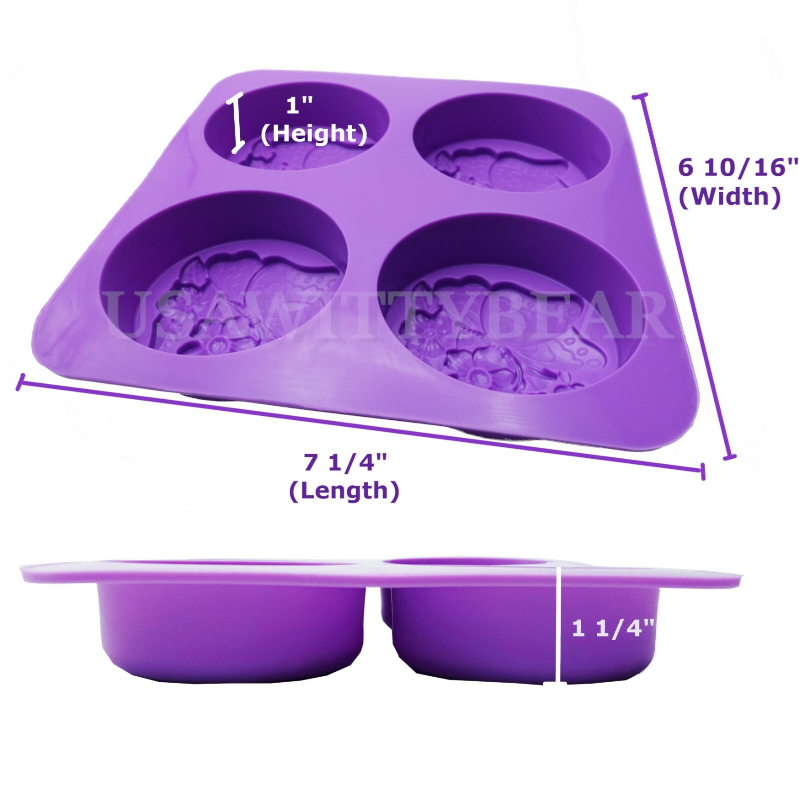 DIY 4-Cavity Butterfly Flower Oval Silicone Handmade Soap Candle Mold US Seller