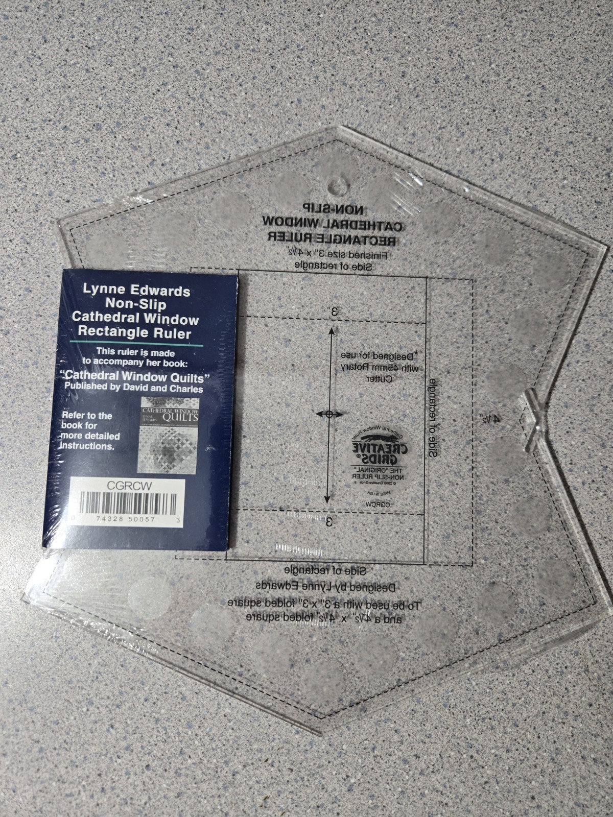 Creative Grids Non Slip Cathedral Window Rectangle Ruler CGRCW New Sealed