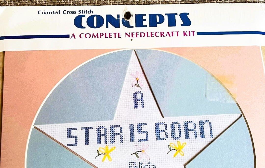 SEALED 1984 Concepts A Star is Born Girl Beginners Stitch Kit Unframed 10 x 10″