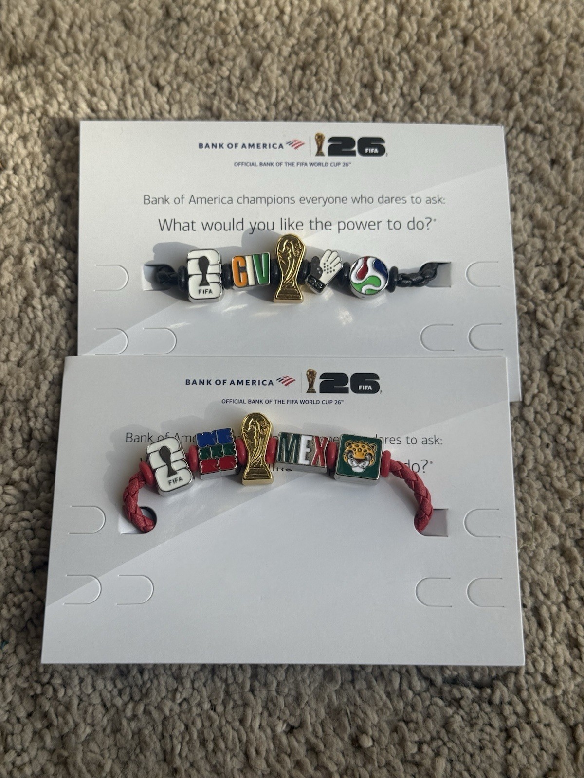 FIFA World Cup 26 Fan Band Charm Bracelets. Different assortments.