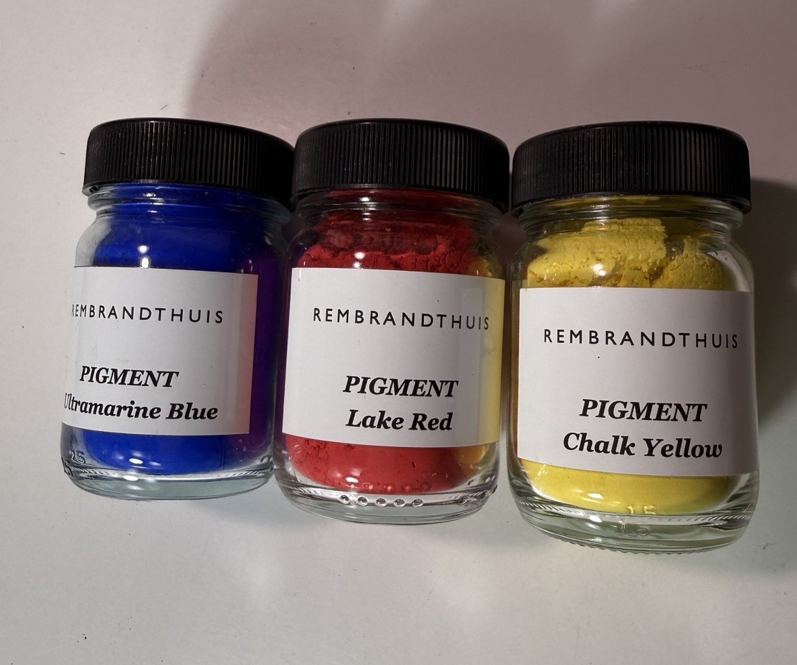 Rembrandthuis Pigment Set Ultramarine Blue Lake Red Chalk Yellow Artist Powder
