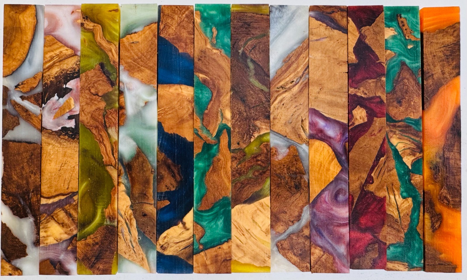 Pen Blanks * Olive Burl & Epoxy Hybrid * Mica Powder Colored * Pen Blank