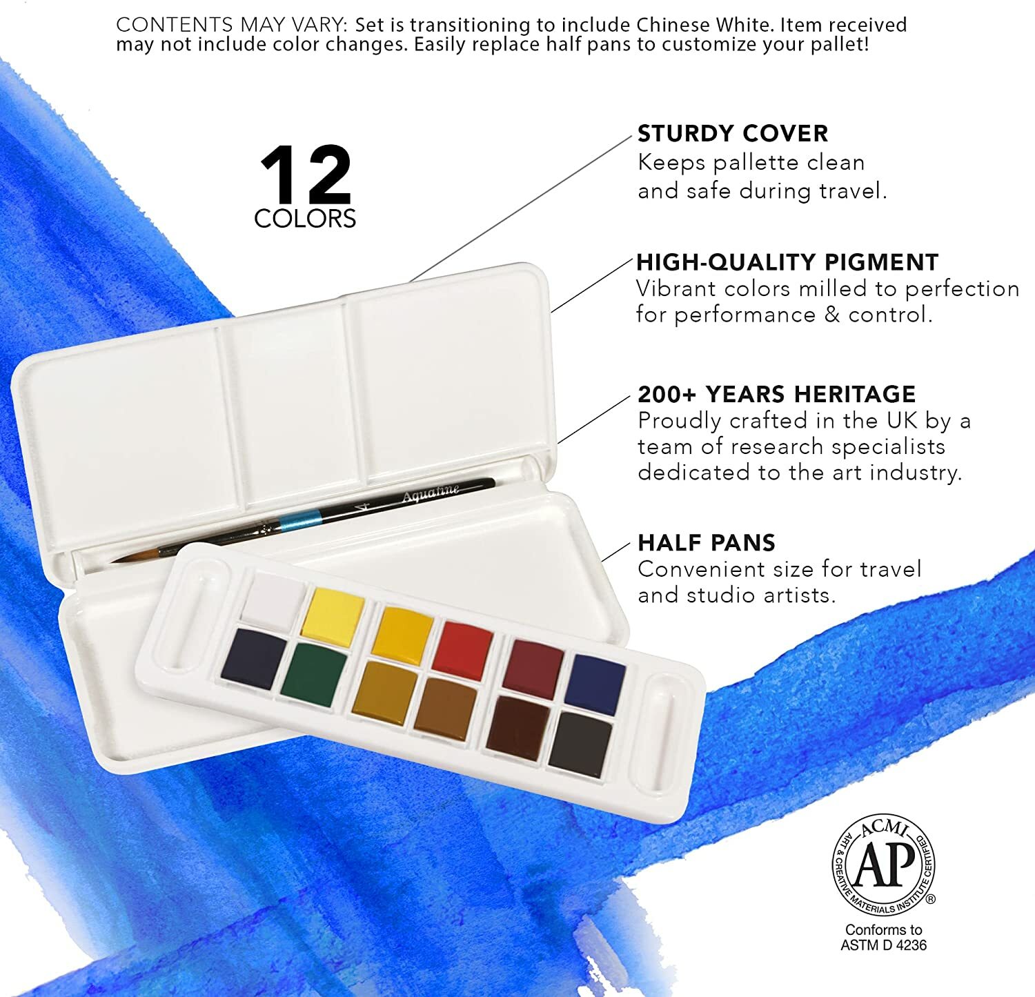 Daler Rowney Aquafine 12-pc Watercolour Travel Box Set