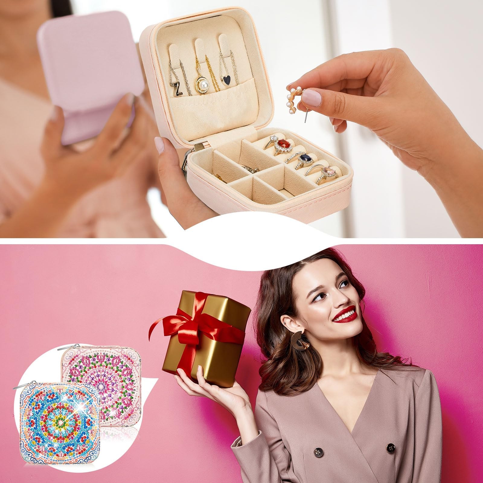 Hinly 2 Pcs Portable Diamond Painting Jewelry Storage Box DIY Diamond Art Acc…