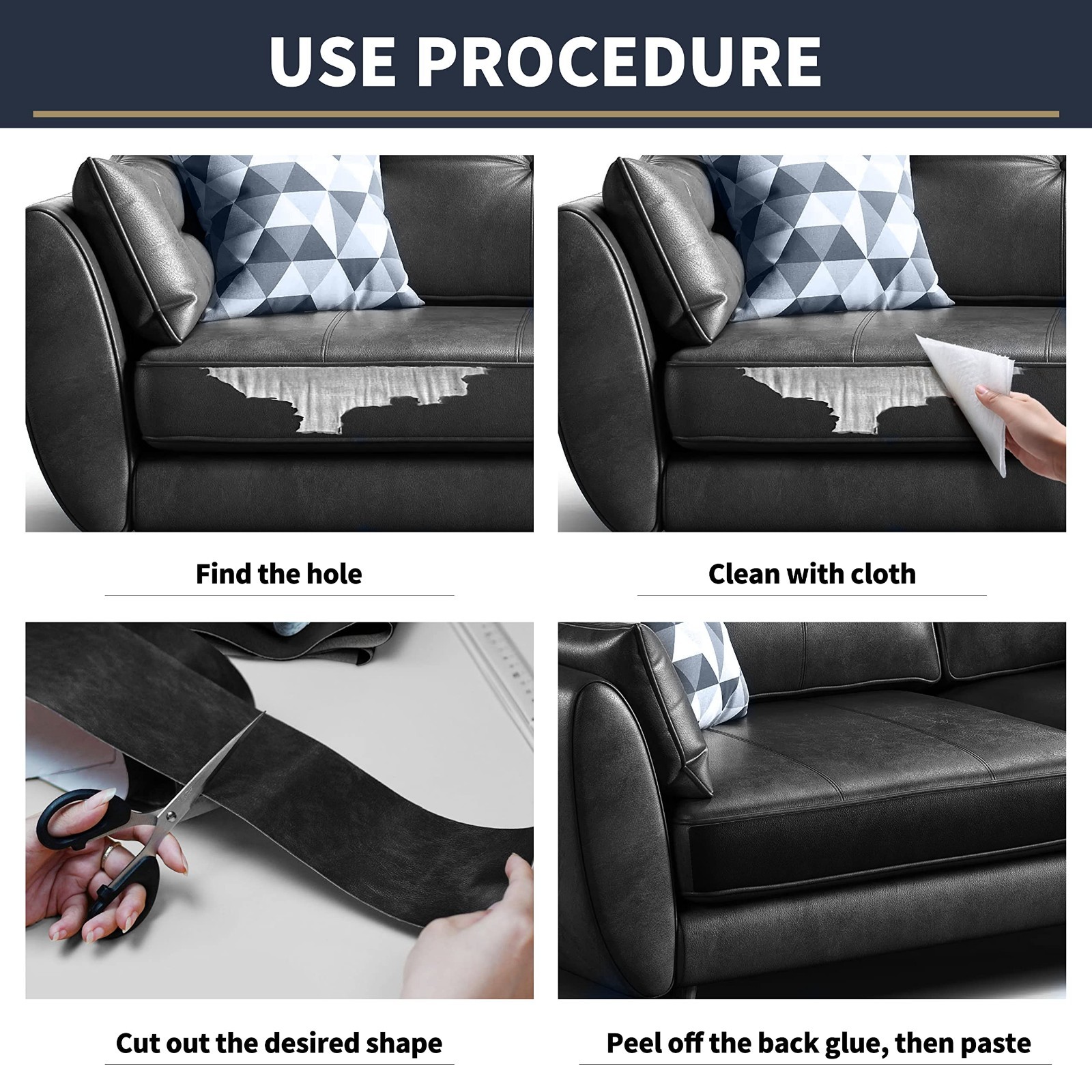 Self-Adhesive Leather Repair Patch Vinyl Repair Kit for Couch/Furniture/Sofas