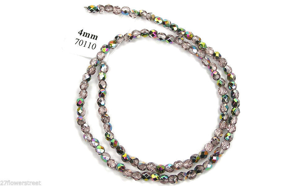 Czech Fire Polished Round Faceted Beads in Vintage Rose Vitrail ctd, Rosaline VM