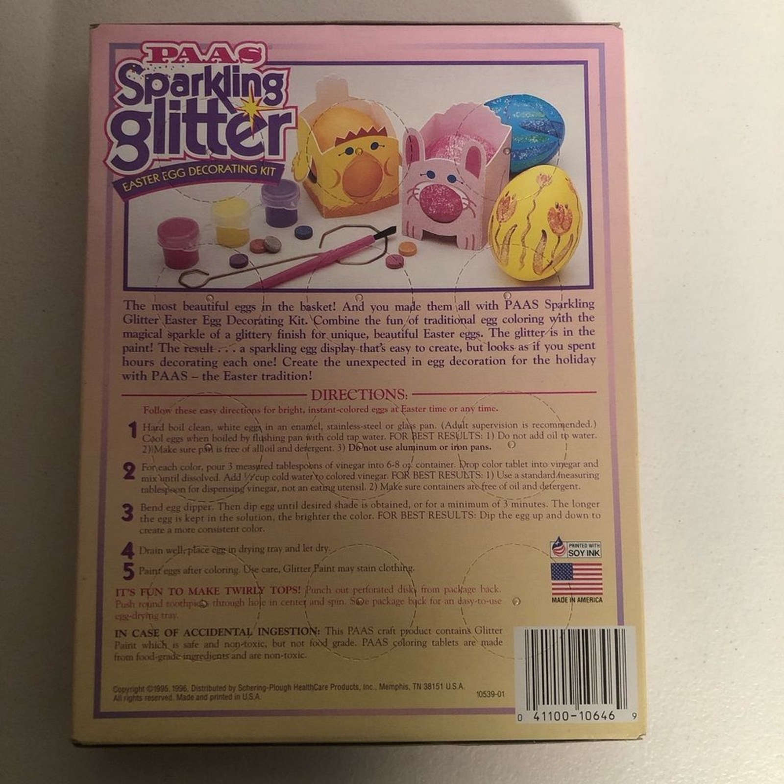 Vintage PAAS Easter Egg Color Kit Set of 3 Made in USA Original Glitter SOY INK
