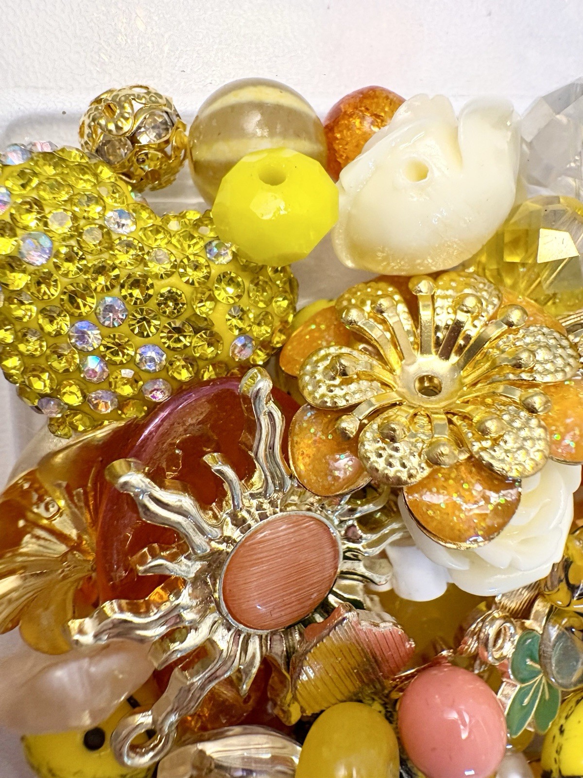 Yellow Sun BEAD MIX for Jewelry Making – Glass, Gemstone, Boho, Charms