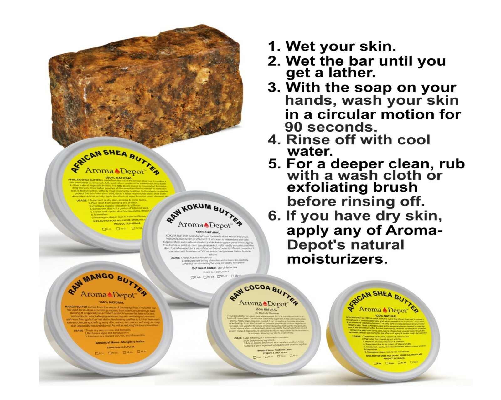 Mango, Raw Shea Butter, Kokum, Cocoa Butter 100% Natural Body Skin Hair Premium