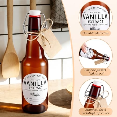 8 Pack 11 Oz Swing Top Glass Bottles Set – Glass Bottles for Vanilla Extract